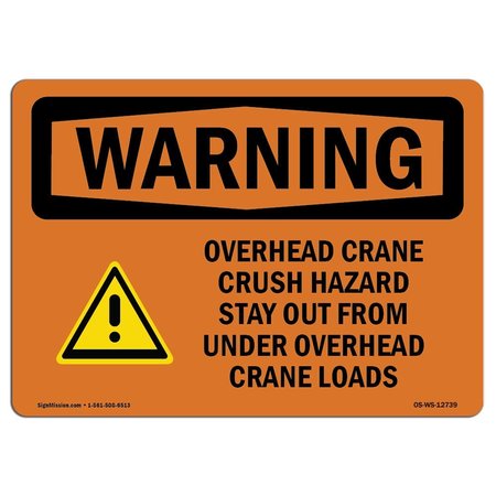 SIGNMISSION OSHA WARNING Sign, Overhead Crane Crush Hazard, 5in X 3.5in Decal, 3.5" W, 5" L, Landscape OS-WS-D-35-L-12739